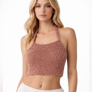 SKIMS Cozy Knit Halter Top  Women Size Small Rose Clay